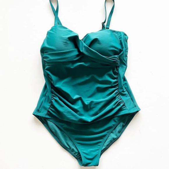 Wow Ease Swimsuit Emerald Green Size 14 Snap One Piece Accessibility SPF 50 Swim - Picture 12 of 12
